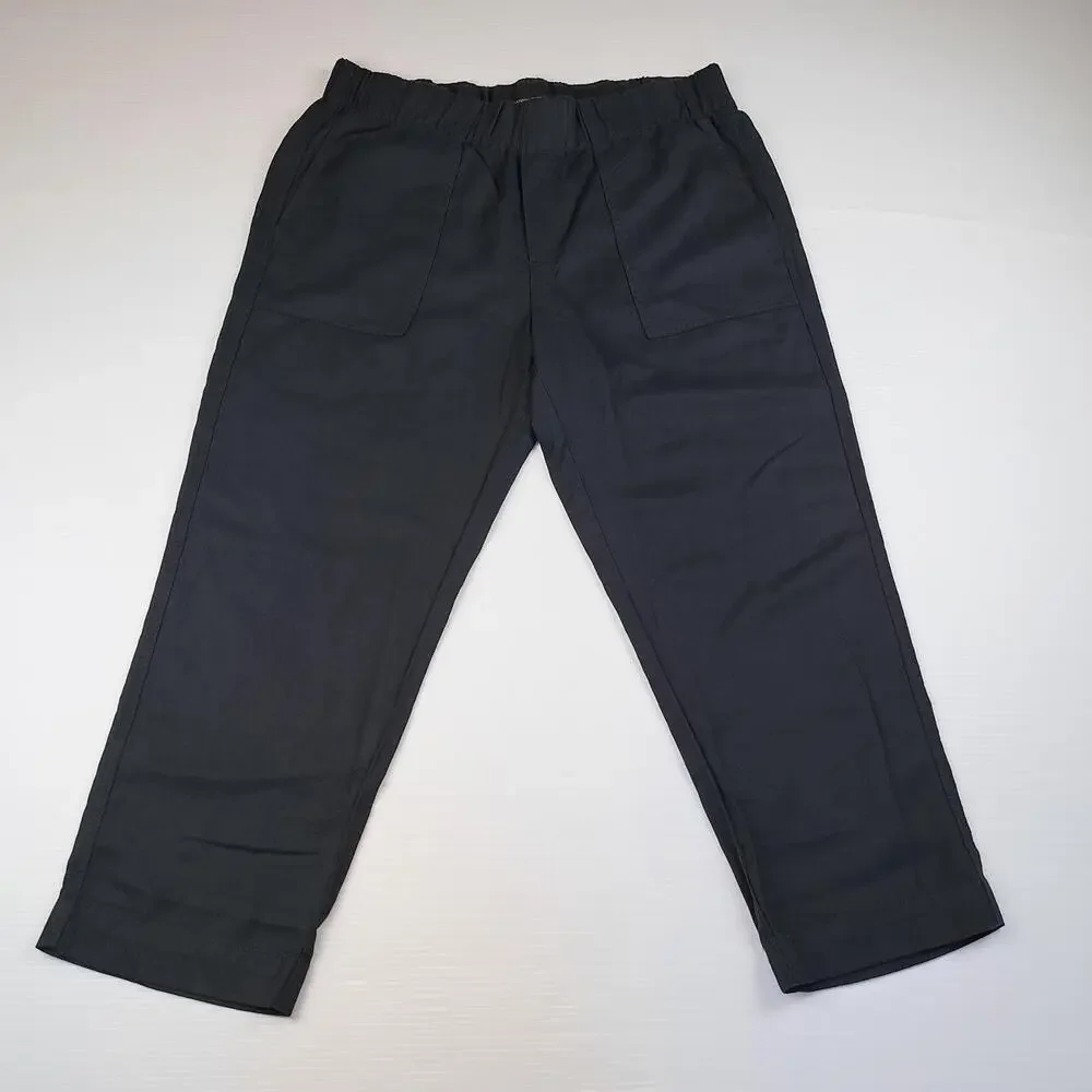 Banana Republic Pants Mens Large Black Linen Ankle Elastic Waist Pull On Relaxed